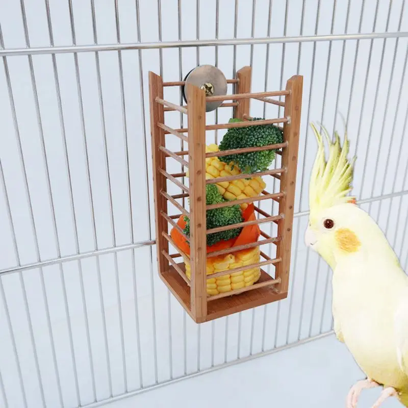 Бамбуковая птица кормушка для попугаев фрукты подставка для овощей клетка висячая корзина контейнер