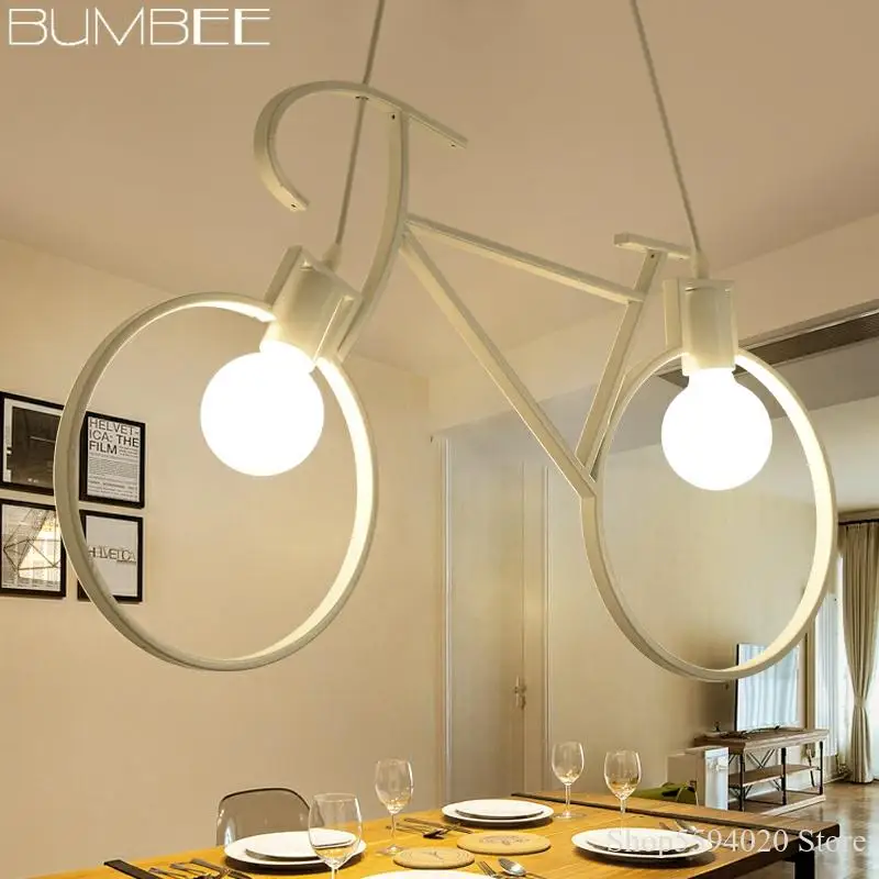 

Retro Bicycle Decorate Pendant Lights Modern Pendant Lamp Living Dining Room Iron Luminaria Industrial Lamp Loft Decor Fixture