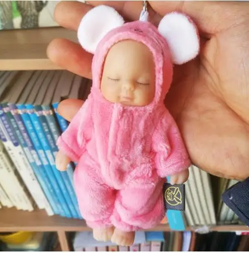 Cute Cartoon Baby Sleeping Doll Keychain PVC Lovely Vinyl Dolls Car Keyring Women Key Holder Gift Child Toy 19