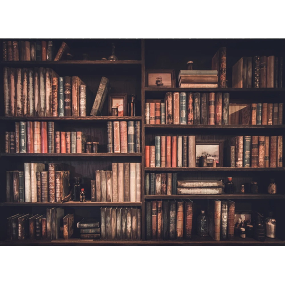 

Photography backdrop vintage books Wooden bookshelf library background for photo studio new design camera photozone