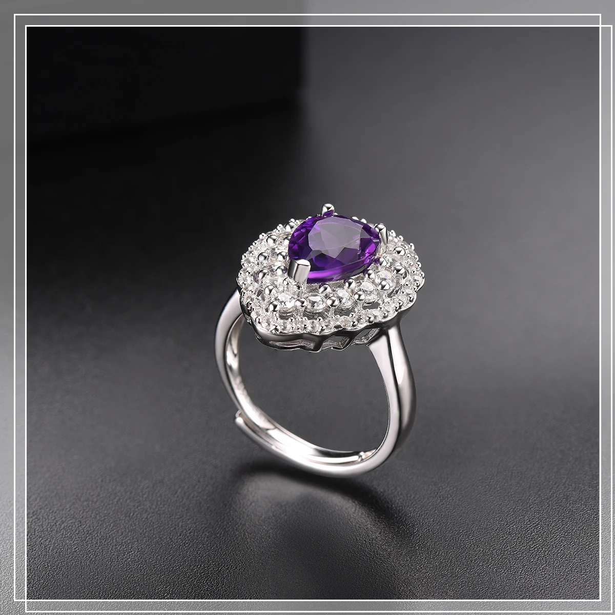 Hutang 1.92ct натуральный аметист регулируемое кольцо Твердые стерлингового серебра 925 драгоценные камни кольца изящные элегантные ювелирные изделия для женщин подарок