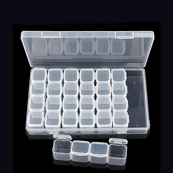 

New 28 Slots Clear Plastic Empty Storage Nail Art Rhinestone Tools Jewelry Beads Box Display Storage Box Case Organizer Holder