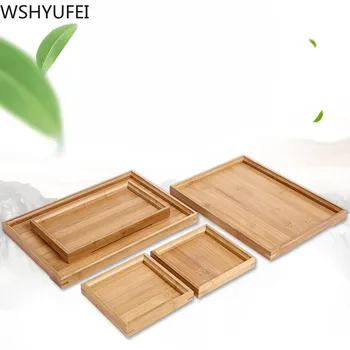 

Natural Bamboo Tea Tray Rectangle Food Snaks Dessert Serving Tray Cup Plate Tea set Accessories Chinese Style Tea Table