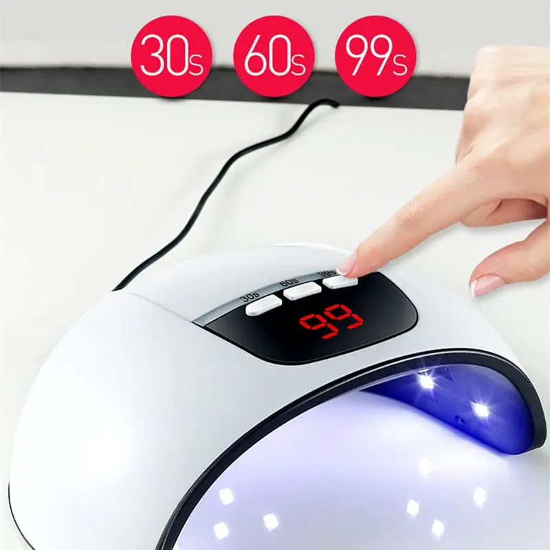45W Nail Lamp Double Light Source Intelligent Induction Phototherapy Lamps Painless Speed Hot Nails Oil Glue Dryer 27RC