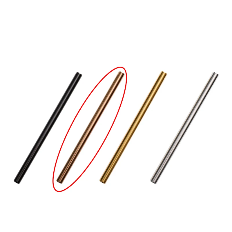 Rose Glod MICCK Metal Drinking Straws Stainless Steel Straw With Brush Colorful Bar Reusable Straw Accessory Sturdy Bent Straight Drinks - Цвет: Rose Glod