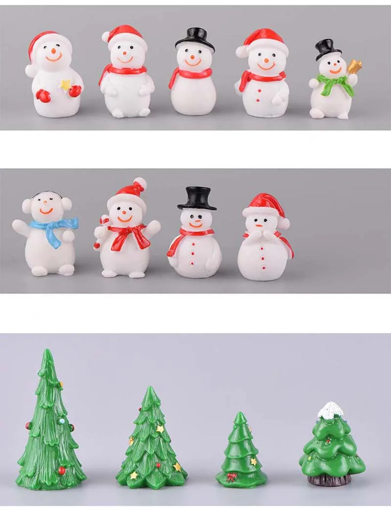 Mini Christmas Tree Snowman Gift Box shaped Ornament Sleigh Micro Landscape kids room decor Snow Scene Christmas Decor for home