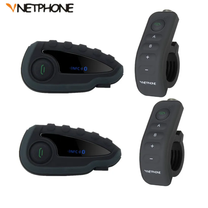 2pcs VNETPHONE V8 SV Intercom without Remote Control 5-Way Group Talk Bluetooth Motorcycle Helmet Headset FM NFC 1.2KM 5 Riders