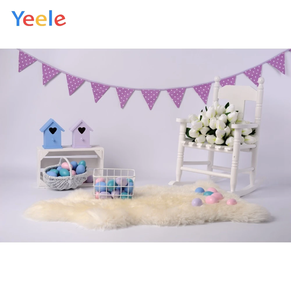 Фон для портретной фотосъемки новорожденных с белой стеной и изображением