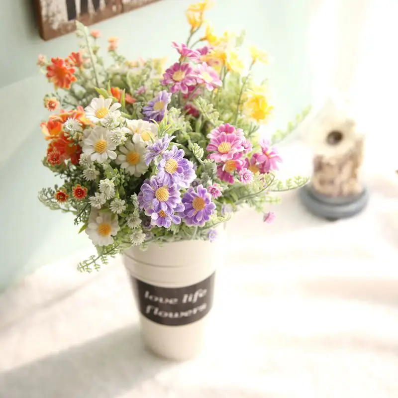 Daisy Flower Bouquet Simulation Plants Fake Flowers Accessories