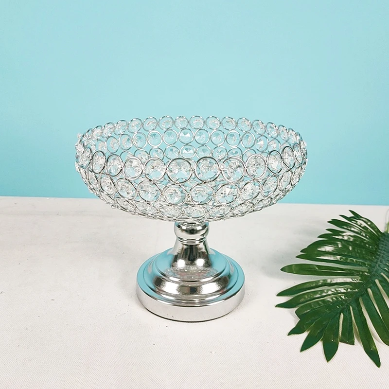 1pcs Crystal Fruit Gold Living Room Fruit Decoration Plate Wedding Cake Stand Golden Wedding Centerpieces For Tables Dining