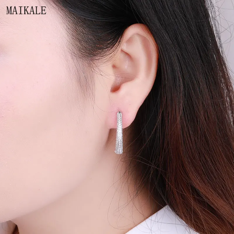 MAIKALE, трендовые серьги-гвоздики для женщин, u-образная форма, металл AAA, кубический цирконий, циркониевый зажим, серьги, новые модные ювелирные изделия, Brincos Bijoux