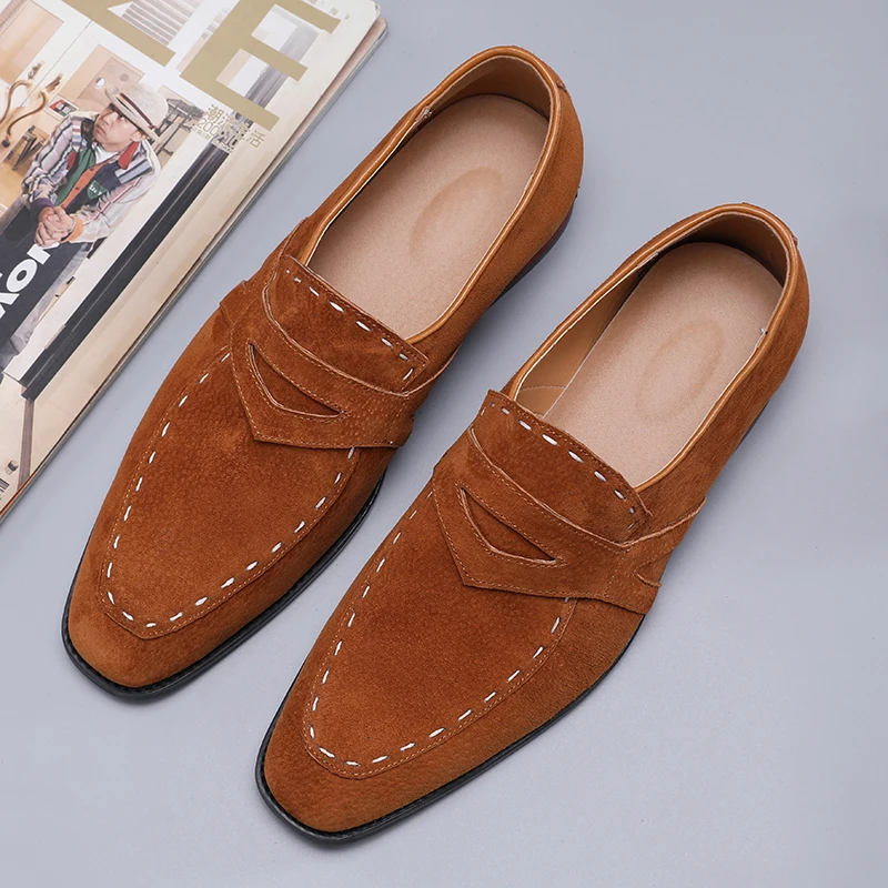 Kopen 2020 Herfst Mannen Formele Bruiloft Schoenen Man Mode Comfortabele Suede Loafers Luxe Designer Business Schoenen Grote Maat 38 48