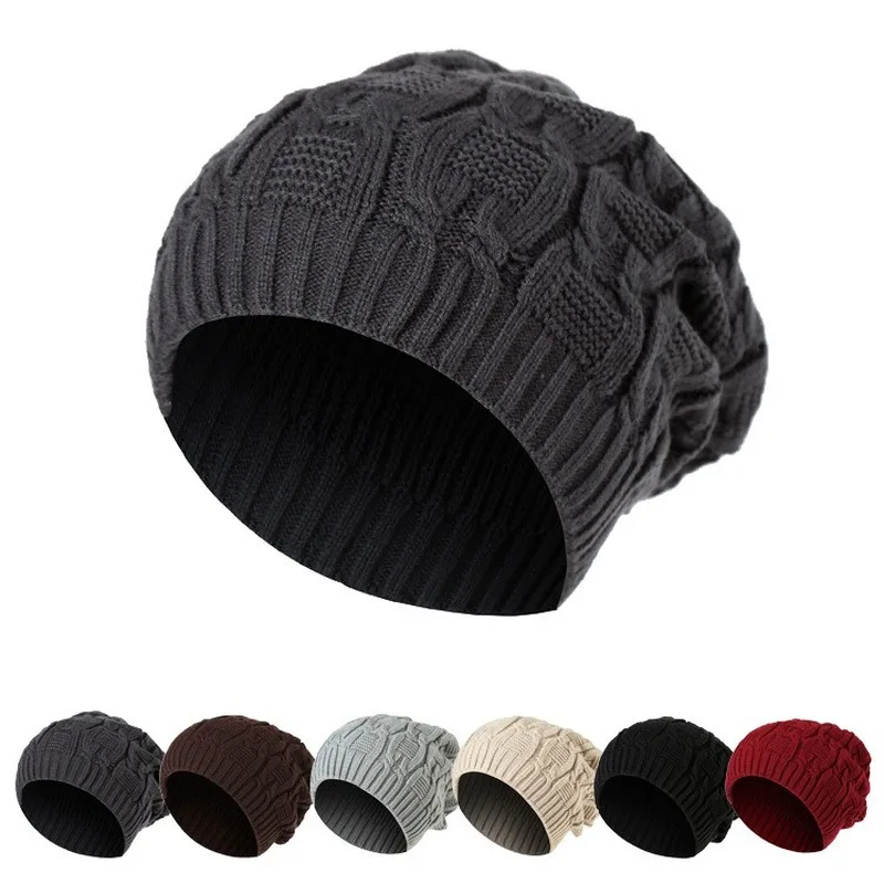 

New Thickened Knitted Hat Men's Autumn Winter Double Wool Hat Outdoo Bonnets for Women Winter Hats for Women