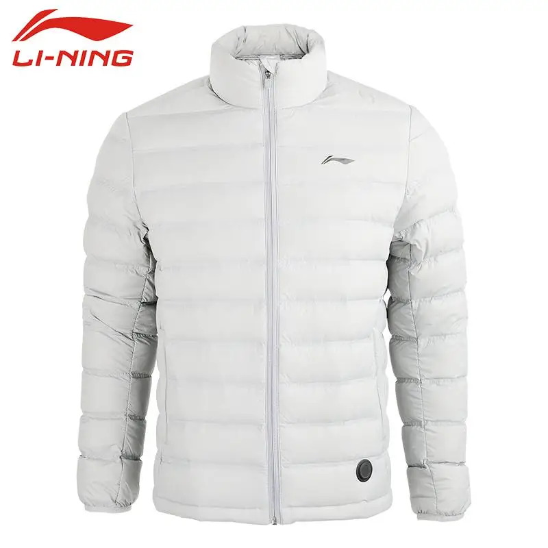 Li-Ning Мужская серия бадминтон перезаряжаемый короткий пуховик 90% белый утиный пух с подогревом куртки с подкладкой спортивные пальто AYMP127 COND19 - Цвет: AYMP127-1H