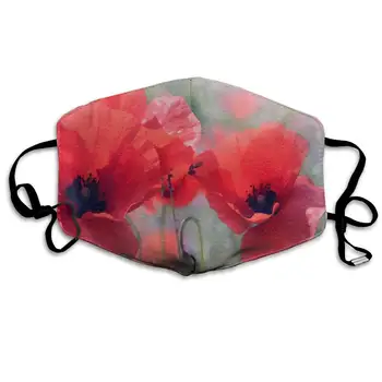 

Dust Mask Poppy Flowers Watercolor Painting Face Mask Fashion Anti-dust Reusable Cotton Comfy Breathable Mouth Cover Masks for
