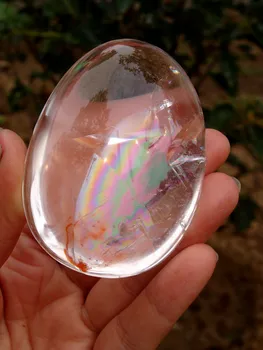 

Natural red plastic flower rainbow white crystal energy stone healing stone