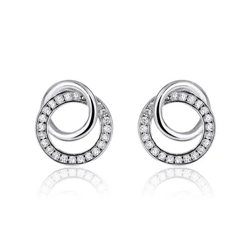 

PANDACH 100% 925 Sterling Silver Double Circle Stud Earrings For Women Simple 2019 New Design Earrings Fashion Jewelry E1124