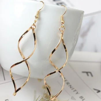 

Simple Trendy Wave Drop Earrings for Women Spiral Curved Long Drop Earrings Ladies Fashion Wave Spiral Dangle Earrings