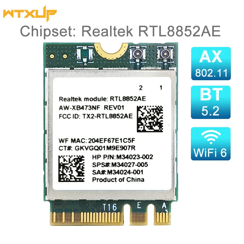 

Б/у 2,4G Φ 802.11AC/AX Беспроводной Wi-Fi модуль RTL8852AE RTL8852 Φ WiFi 6 Φ сетевая карта Bluetooth 5,2 для Win 10