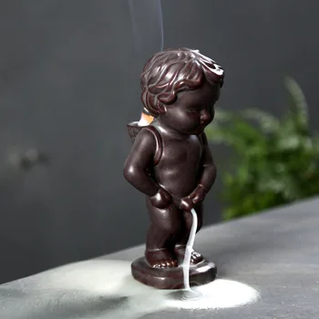 

Backflow Incense Burner Cool Boy Cone Censer Red Incense Stove Teahouse Ornaments Ceramic Crafts Home Decor Smell Removing Tool