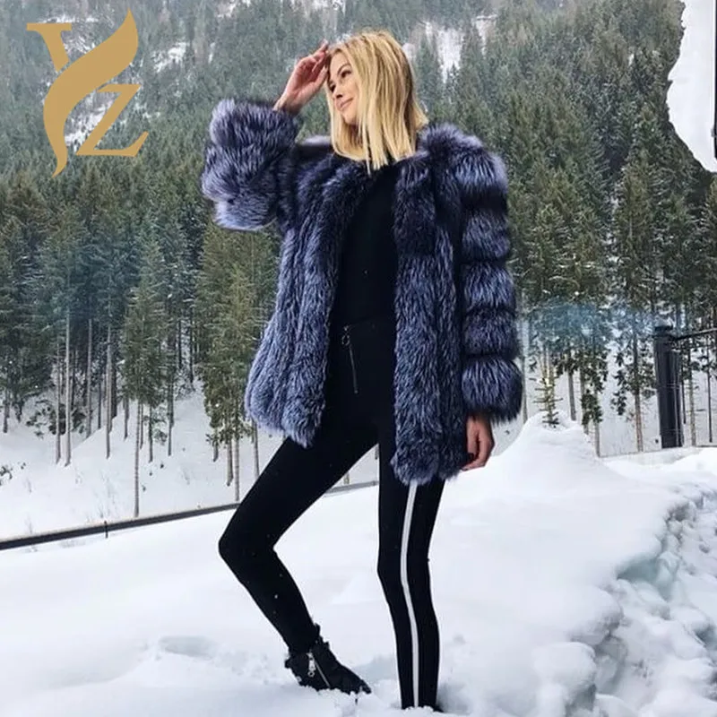YZ. FURTURE/Новинка; Лидер продаж; зимнее пальто из натурального Лисьего меха; толстая Женская куртка с лисьим мехом; Пальто с воротником;