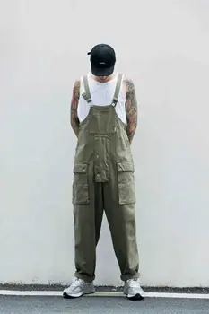 

Men Jumpsuit Nigel work Pants Casual Suspenders Trousers Men Cargo Overalls Streetwear