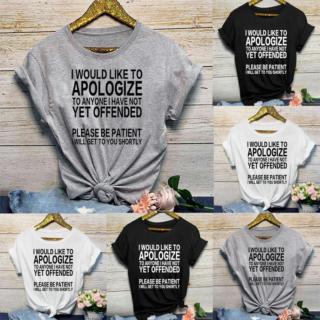 

women shirts summer casual letter printed t shirt harajuku ulzzang short sleeve O-neck basic t-shirts womens clothing tops#sw