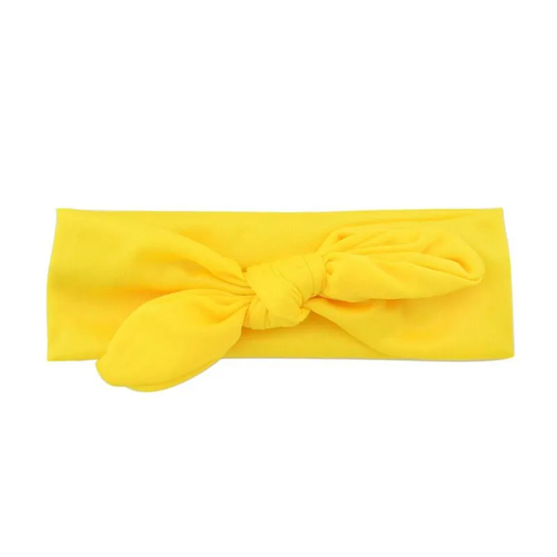 Милая Детская повязка на голову для девочек; повязка на голову с бантиком и заячьими ушками; Лидер продаж; повязка на голову с бантиком; детская повседневная одежда; аксессуары - Цвет: Цвет: желтый