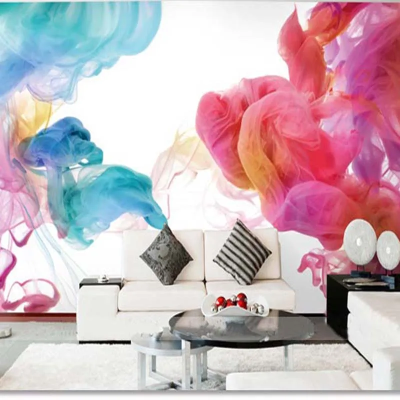 

Dropship Custom Creative Art Wallpaper 3D Colorful Smoke Clouds Photo Mural Modern Home Decor Bedroom Non-woven Wallpaper 3 D