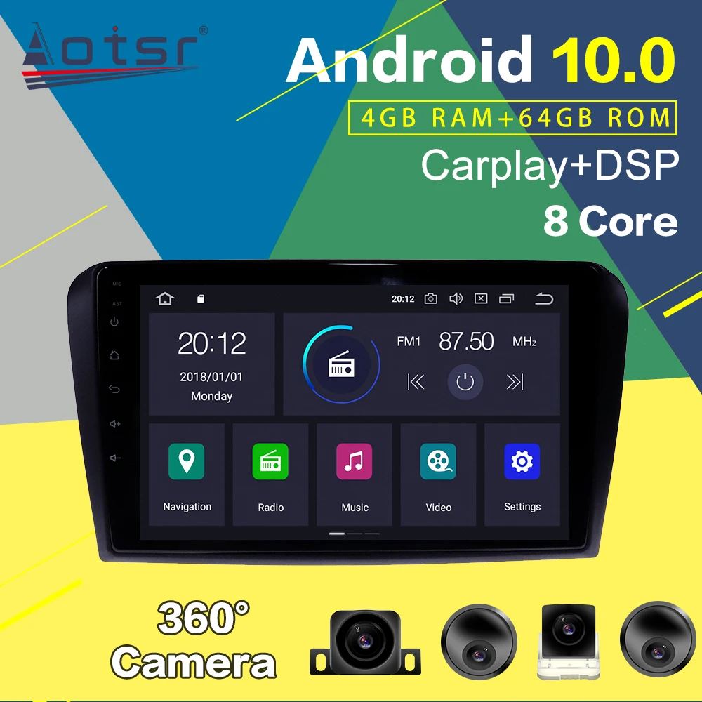 Car GPS Navigation Multimedia Player For Mazda 3 2006-2011 Android Radio Recordert Auto Audio Stereo Head Unit DSP 360 Camera 2k |