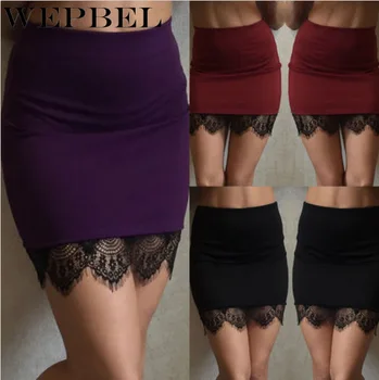 

WEPBEL Sexy Women Formal Lace Stretch High Waist Short Bodycon Mini Skirt Pencil Dress