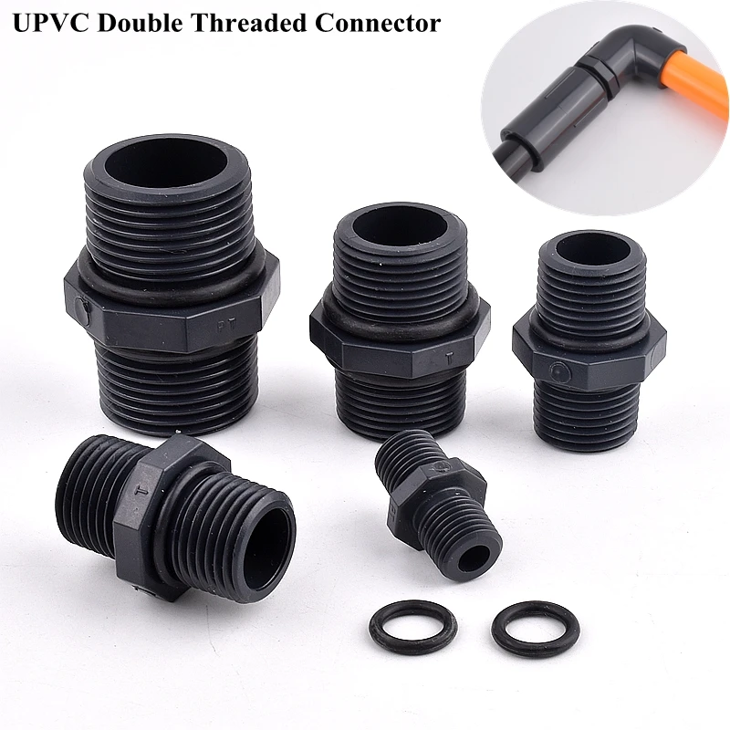 

1pc 1/4"~1" Male Thread UPVC Nipple Connector Garden Watering Tube Joint Irrigation System Water Pipe Double Thread Fittings