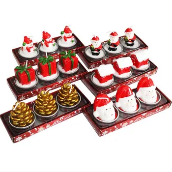 

Christmas Candle Painted Decoration Candles For Christmas Decoration Party Gift Holiday Candle Three In A Box Christmas Decor