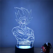 3D светодиодный ночной Светильник аниме Dragon Ball Z Goku Super Saiyan Ver. Фигурка 7 цветов Сенсорная Оптическая иллюзия Модель настольной лампы