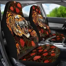 Дышащие 2 шт. Чехлы для передних сидений автомобиля с тигровым леопардовым принтом размер износостойкая Подушка аксессуары для салона автомобиля