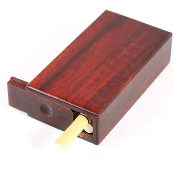 

Solid Wood Clamshell Cigarette Case Purple Sandalwood Ebony 10 Sticks Carved Smoking Set Portable Storage Sealed Men Gifts