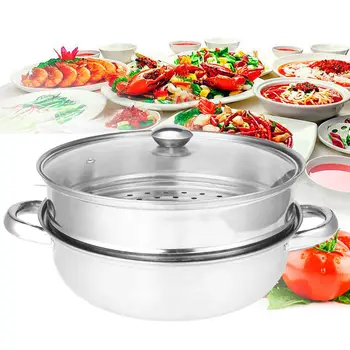 

2 Tiers Food Steamer Pot Steaming Cookware Kitchen Tool Todays Specials Stainless Steel
