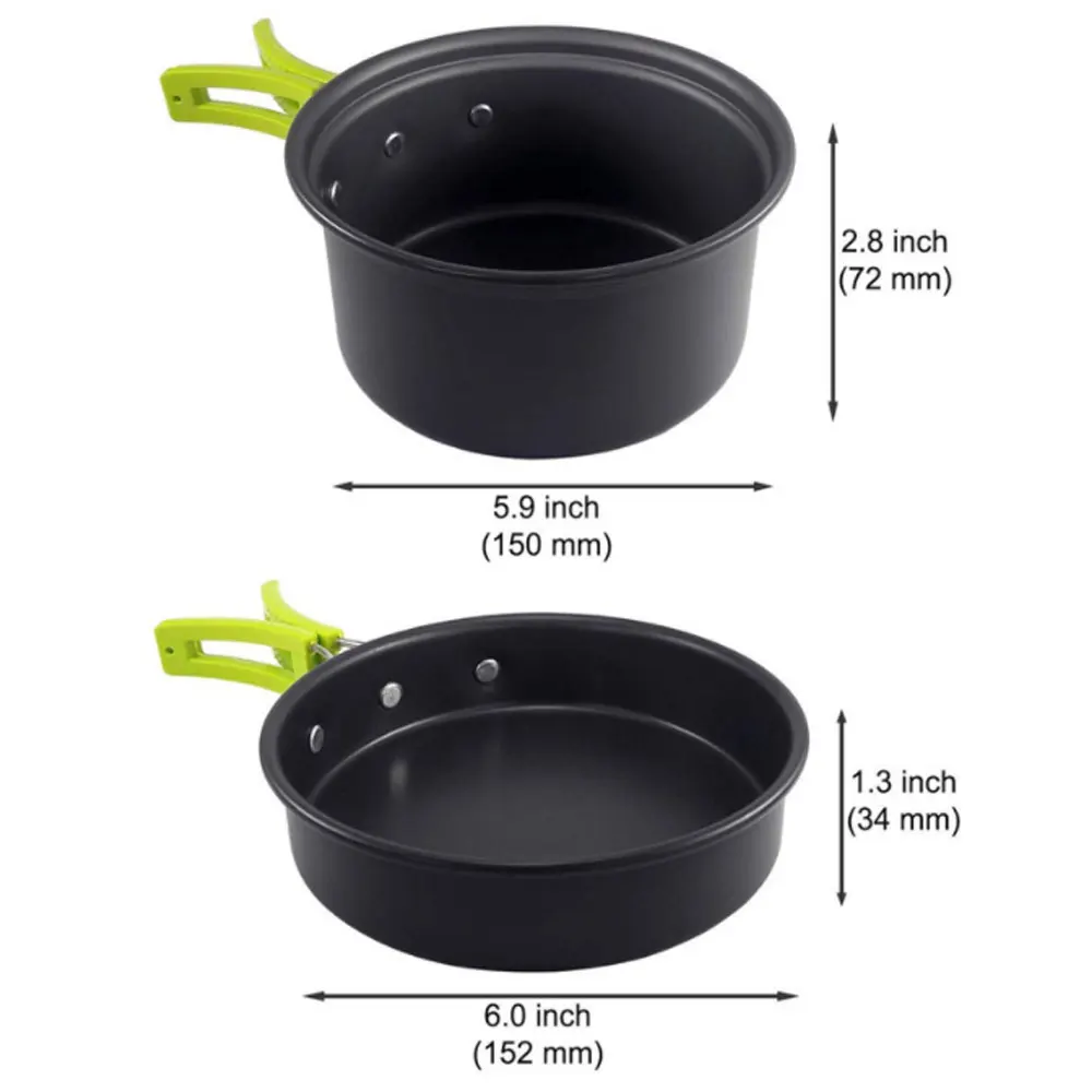 18 шт. открытый campingt ableware набор для приготовления пищи 1-2 человек Алюминиевый горшок для пикника антипригарный нож ложка Вилка
