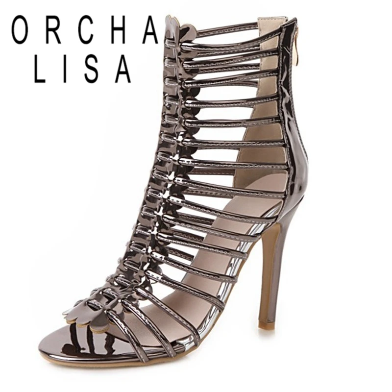 ORCHA LISA/летние сандалии-гладиаторы на каблуке 11 см, с открытым носком, на высоком тонком каблуке, на молнии, с вырезами, большие размеры 33-48, новинка, вечерние, C1828