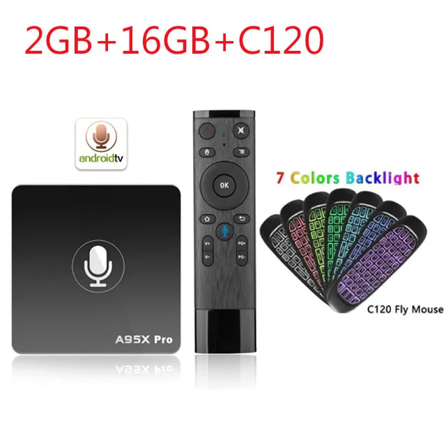 2GB 16GB C120B Google tv Box A95X Pro Android 7,1 tv Box Голосовое управление Amlogic S905W 2,4G WiFi медиаплеер Smart tv box телеприставка PK X96MINI - Цвет: 2GB 16GB C120B