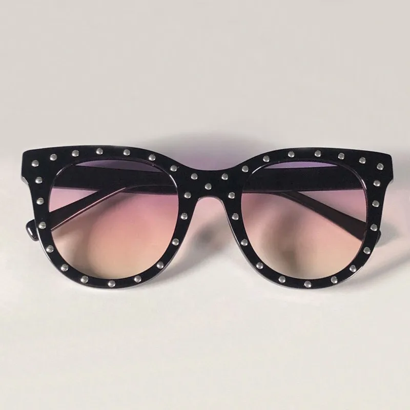 No3 Sunglasses Женские Овальные Солнцезащитные очки, высокое качество, женские солнцезащитные очки, высокая мода, женские солнцезащитные очки UV 400, с заклепками, ацетатная оправа, очки - Цвет линз: No3 Sunglasses