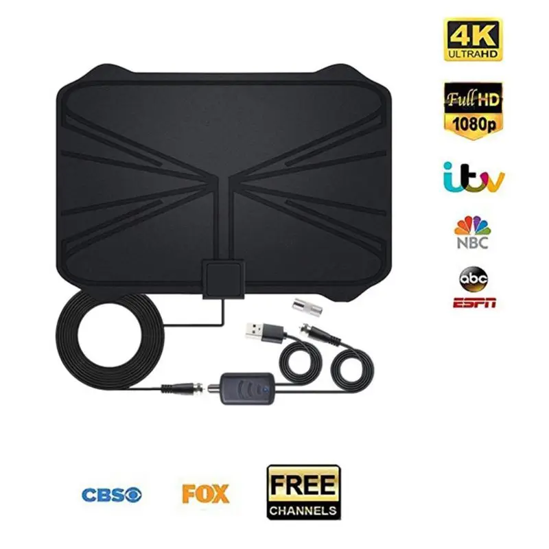 Черный DVB-T2 Hd Чистый спутниковый ресивер ТВ антенна с высоким коэффициентом усиления Цифровой HD ТВ антенна с усилителем сигнала