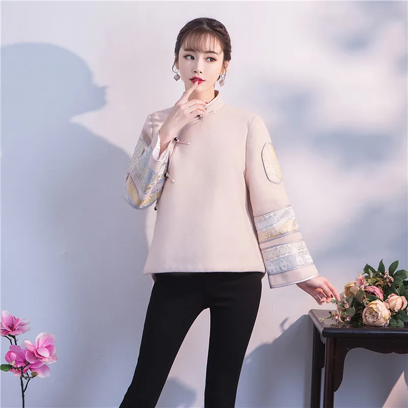 Mandarin Collar Tang Chinese Style Traditional Handmade Button Women Coat Jacket Warm Thick Outdoor Clothes Overcoat Winter New