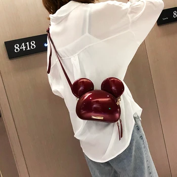 

Cartoon small bag female new fashion simple personality paint leather glossy shell messenger bag cute bag