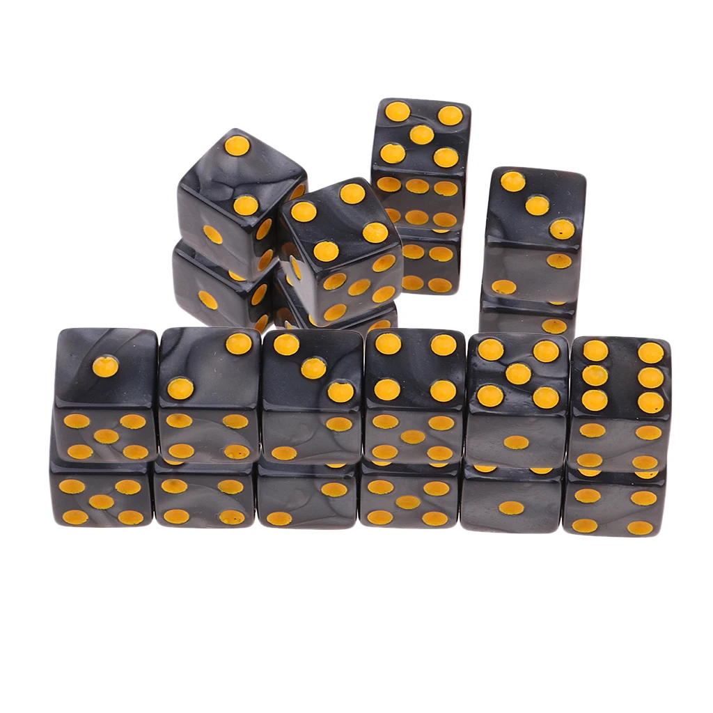 20 Pieces Six Sided D6 Dice Square Dotted for Dungeons and Dragons Toys Gray