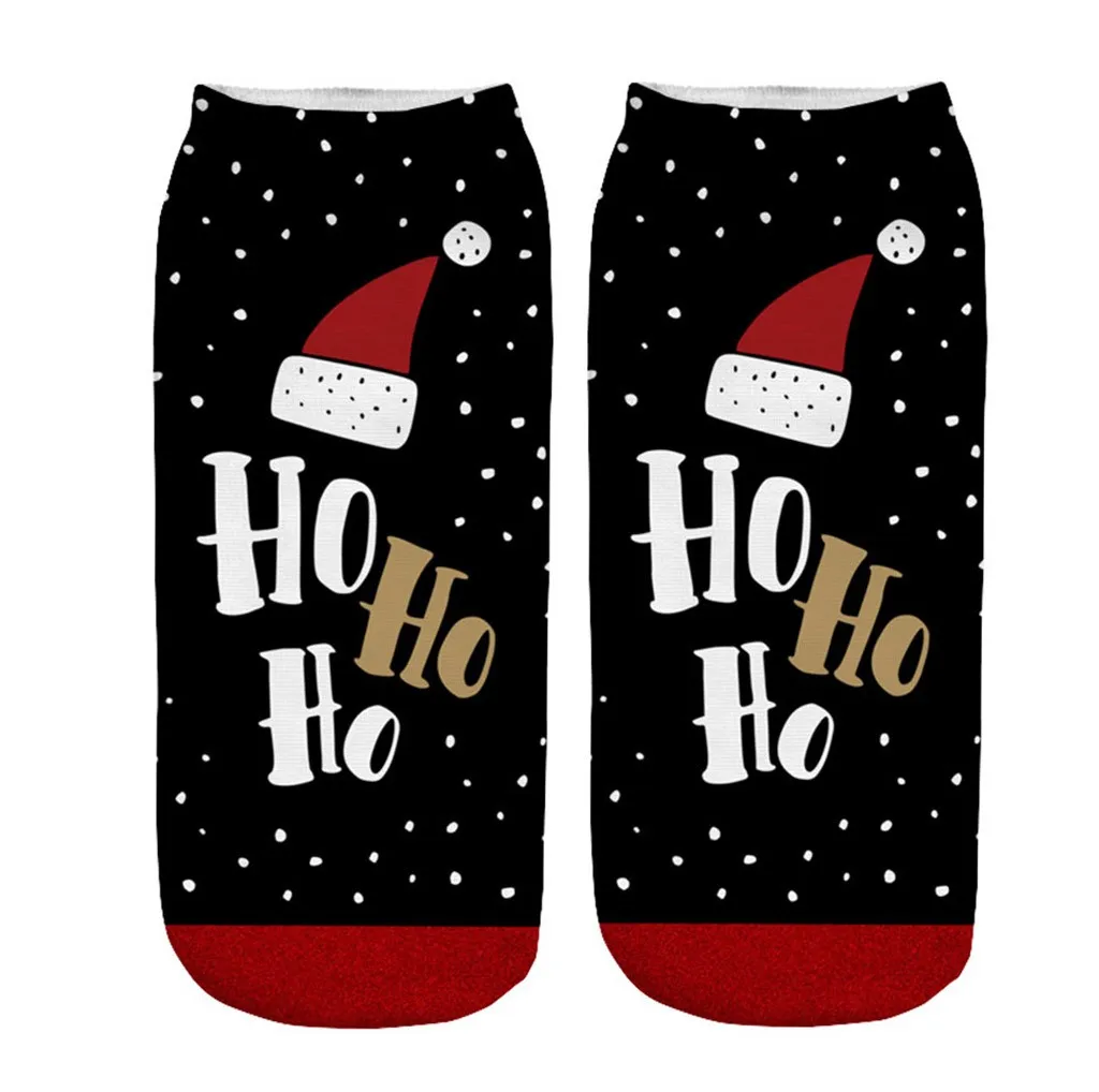Повседневные рабочие деловые носки 3D Рождественский Санта и Олень Печать средние спортивные носки для мужчин и женщин - Цвет: L