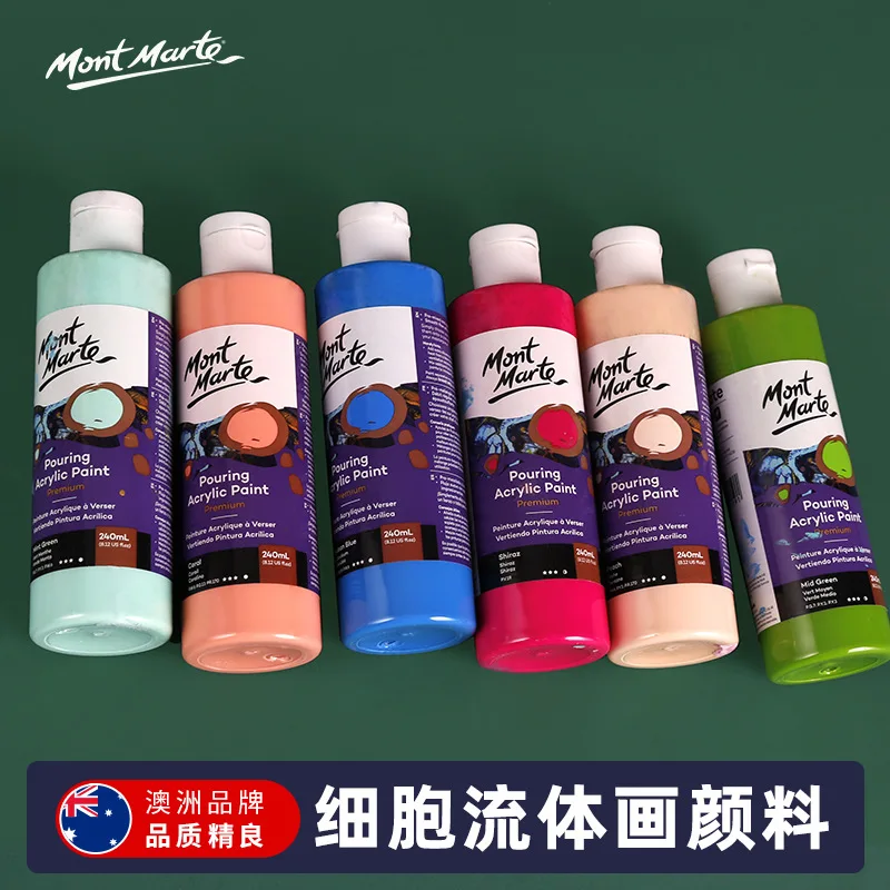 Premium Pre-mixed Acrylic Pouring Paint Set,240ml Bottles for Surfaces Stretched Canvas, Wood, MDF and Air Drying Clay