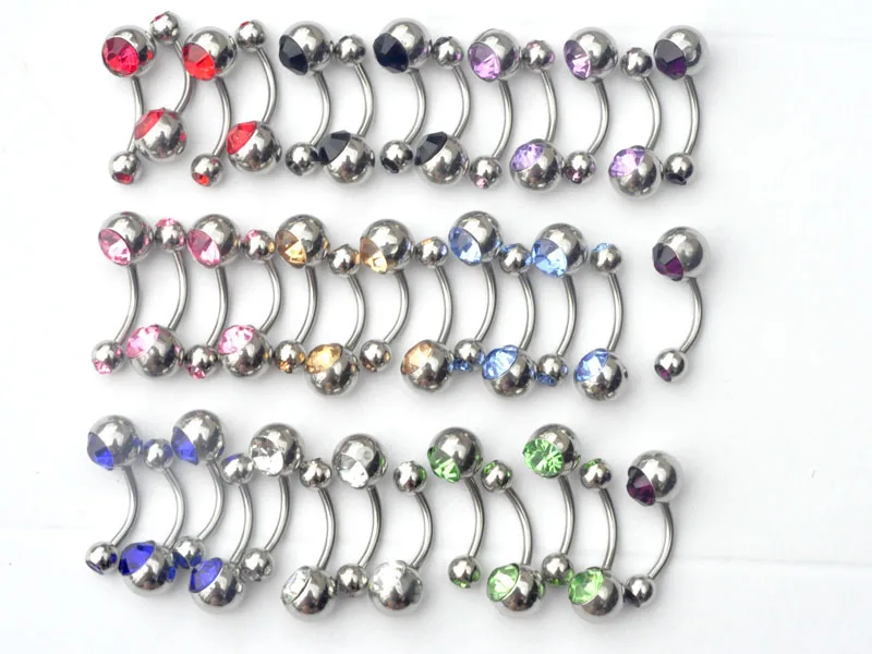 Crystal rhinestone belly button rings close-up