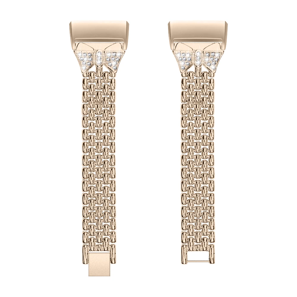 champagne gold OULUCCI ремешок для часов Fitbit Charge 3 полосы металлический ремешок на руку из нержавеющей стали браслет со стразами для Fitbit charge 3 - Цвет: champagne gold