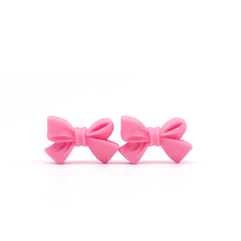 10PCS Color Bow Silicone Teething Baby Bite Pacifier Chain Making BPA Free Food Grade Silicone Cartoon Baby Teether - Цвет: Purple